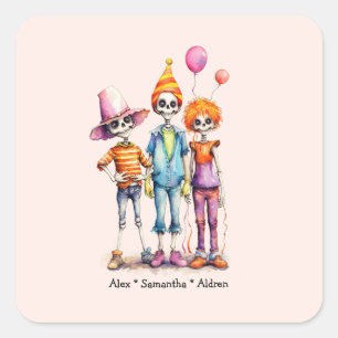 Adorable Pastel Zombie Trio - Cute Halloween (3) Square Sticker