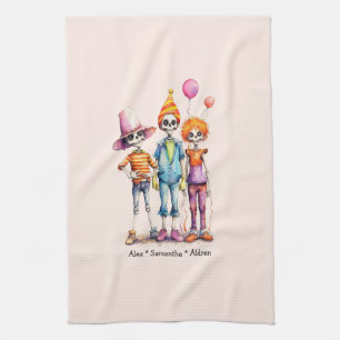 Adorable Pastel Zombie Trio - Cute Halloween (3) Tea Towel