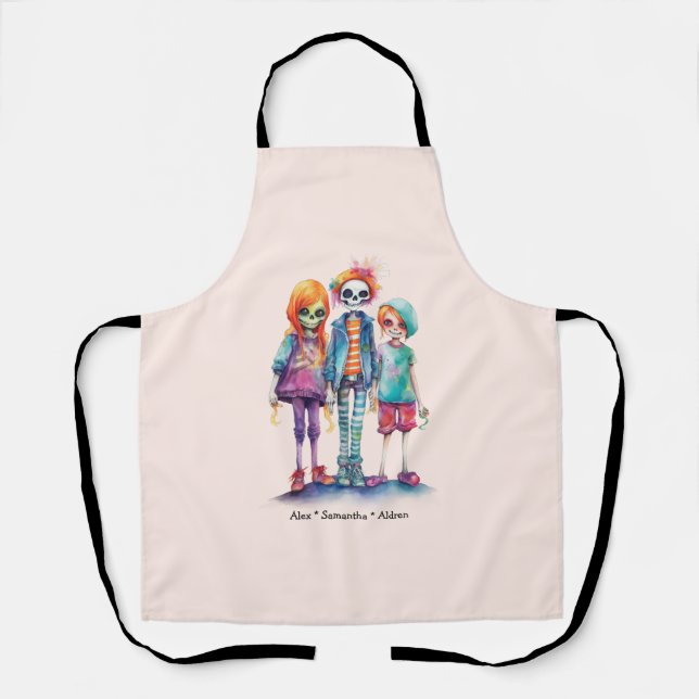 Adorable Pastel Zombie Trio - Cute Halloween Apron (Front)