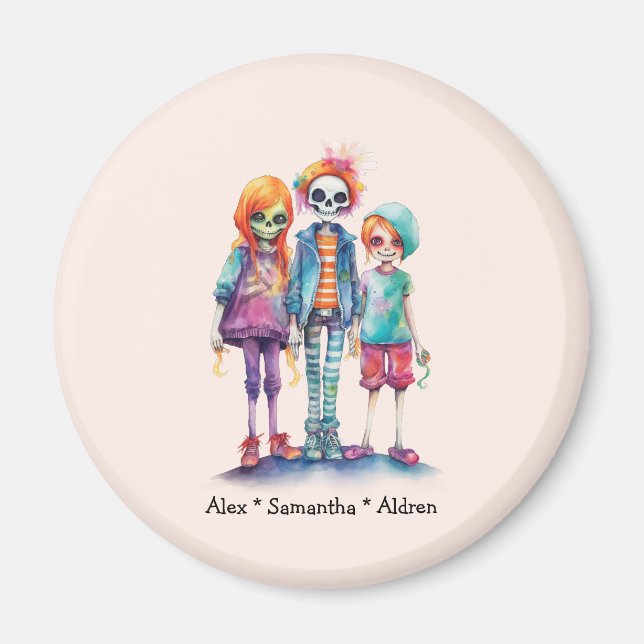 Adorable Pastel Zombie Trio - Cute Halloween Magnet (Front)