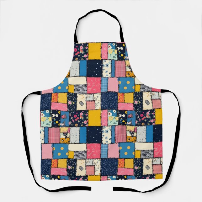Adorable Patchwork Design, Playful Pattern Apron (Front)