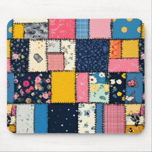 Adorable Patchwork Design, Playful Pattern Mouse Pad