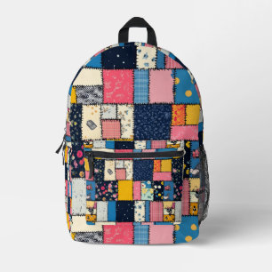 Adorable Patchwork Design, Playful Pattern Printed Backpack