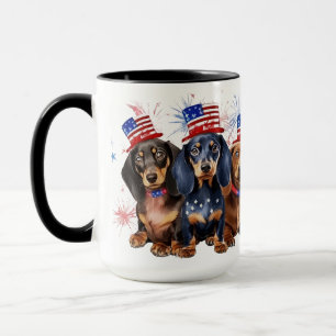 ADORABLE PATRIOTIC DACHSHUND DOGS MUG