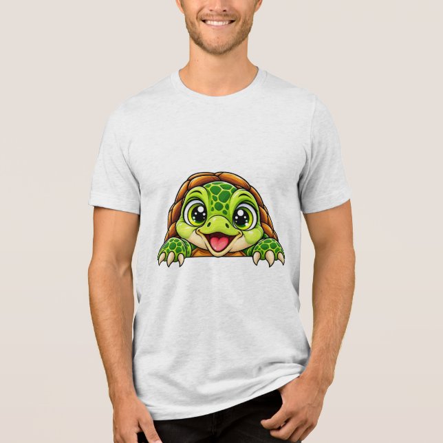 Adorable Peekaboo Turtle Tri-Blend Shirt (Front)