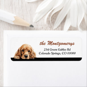 Adorable Peeking Cocker Spaniel Dog Return Address Label