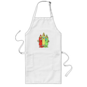 Adorable Pencil Characters School Theme Long Apron