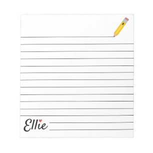 Adorable Pencil Lined Personalized Notepad