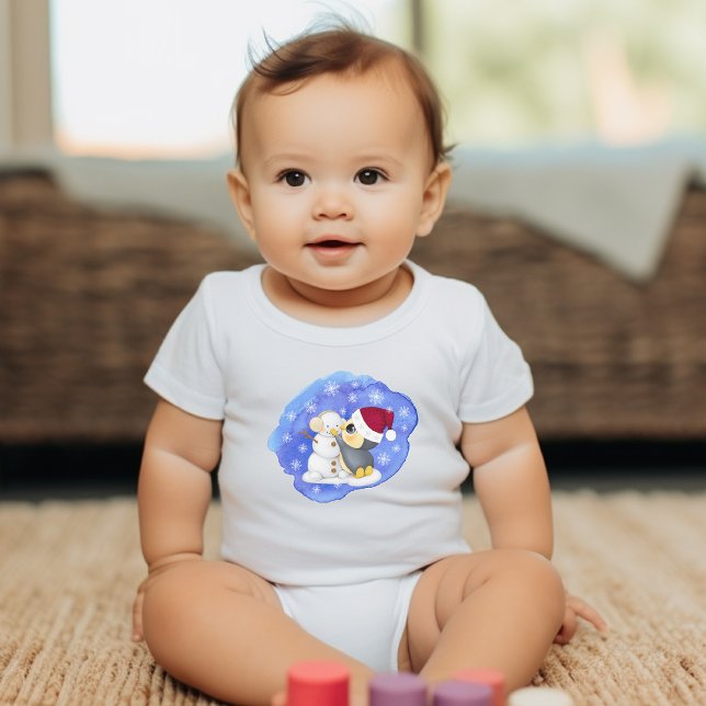 Adorable Penguin And Snowman Baby Bodysuit (Creator Uploaded)