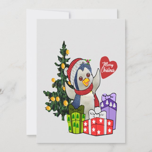 Adorable Penguin Christmas Card (Front)