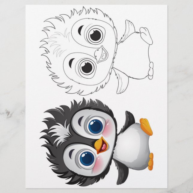 Adorable penguin colouring page (Front)