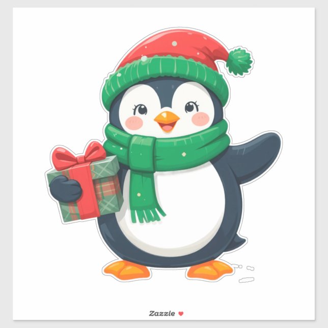 Adorable Penguin Dressed for Christmas (Sheet)
