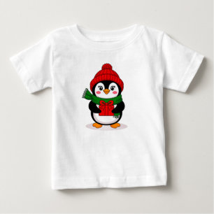 Adorable Penguin Dressed for Christmas Baby T-Shirt