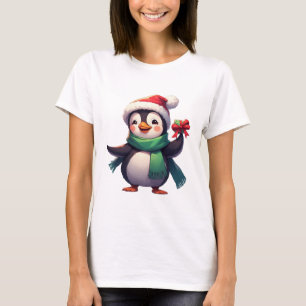 Adorable Penguin Dressed for Christmas T-Shirt