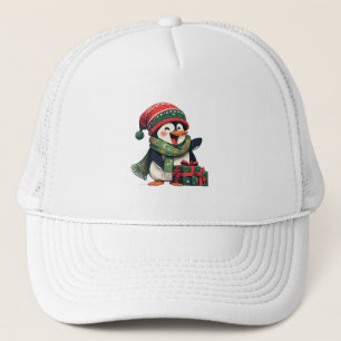 Adorable Penguin Dressed for Christmas Trucker Hat