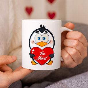 Adorable Penguin Holding Be Mine Heart  Coffee Mug