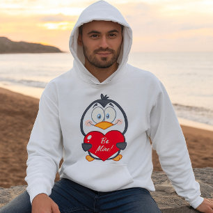 Adorable Penguin Holding Be Mine Heart Hoodie