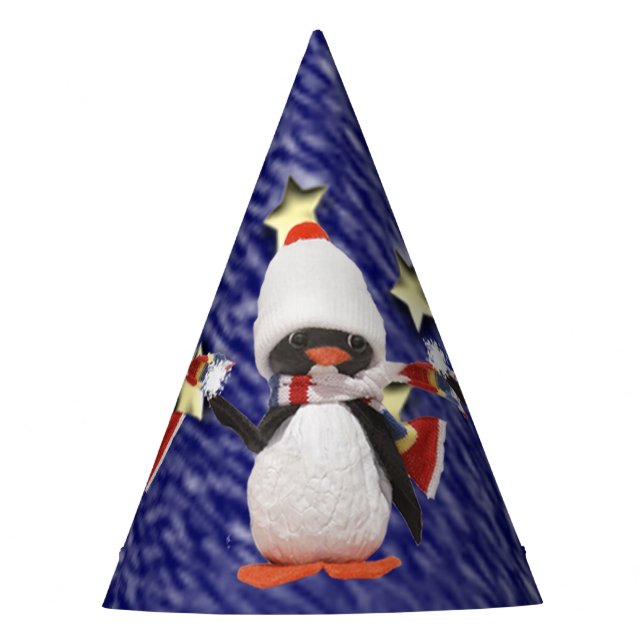 Adorable Penguin Ornament Christmas Paradise Party Hat (Front)