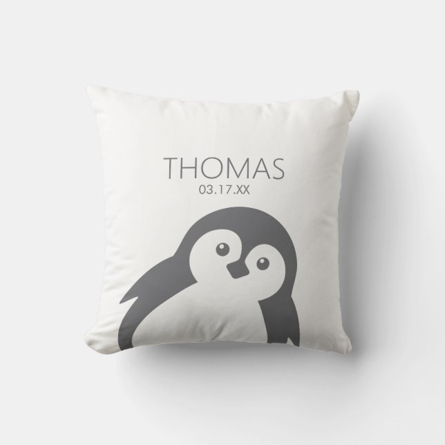 Adorable Penguin  Throw Pillow (Front)