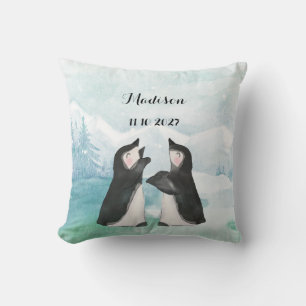 Adorable Penguins in Snow Landscape Baby  Cushion
