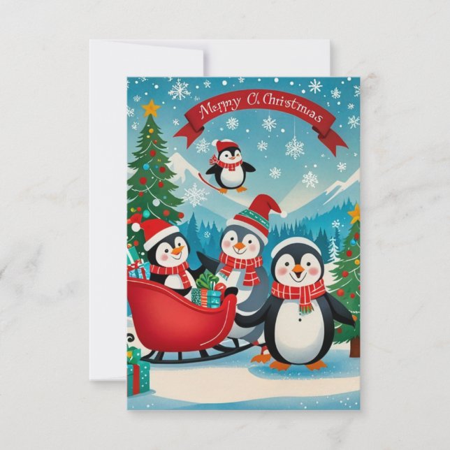 Adorable penguins invitation (Front)