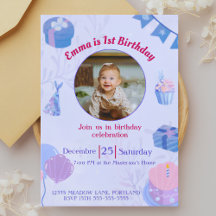 Adorable Personalised 1st Birthday Invitations