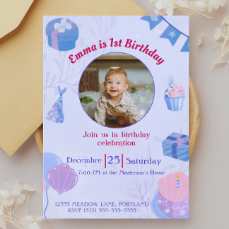 Adorable Personalised 1st Birthday Invitations