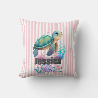 Adorable personalised baby sea turtle throw pillow