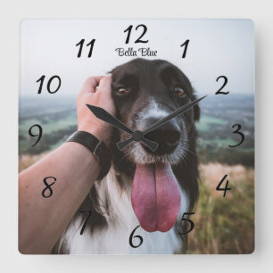 Adorable Personalised Dog Photo  Square Wall Clock