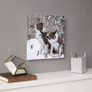 Adorable Personalised Dog Photo  Square Wall Clock