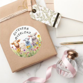 Adorable Personalised Farm Animal Classic Round Sticker