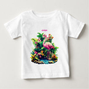 Adorable Personalised Flamingo Baby  T-Shirt
