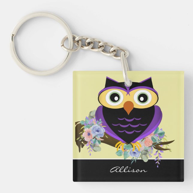 Adorable Personalised Owl Keychain (Front)