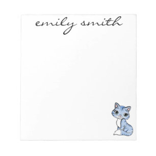 Adorable Personalized Cat and Add Name Notepad