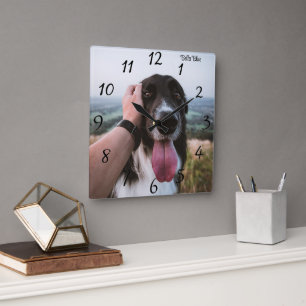 Adorable Personalized Dog Photo  Square Wall Clock