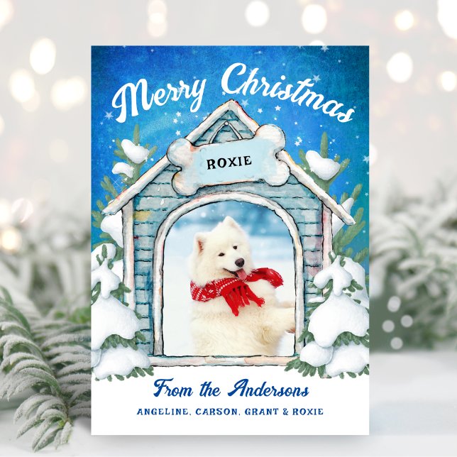 Adorable Pet Merry Christmas Family Photo Holiday Card (Creator Uploaded)