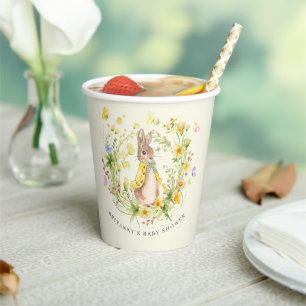 Adorable Peter Rabbit Wildflower Baby Shower Paper Cups