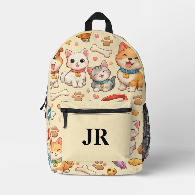  adorable pets printed backpack (Front)