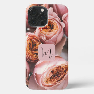 Adorable photo monogram calligraphy name pink rose iPhone 13 pro max case