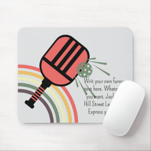 Adorable Pickleball classic 80s striped add text  Mouse Pad