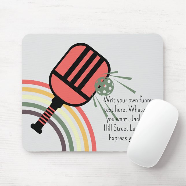 Adorable Pickleball classic 80s striped add text  Mouse Pad (With Mouse)