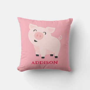 Adorable Pig Farm Animal Floral Personalised Cushion