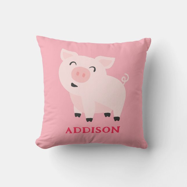 Adorable Pig Farm Animal Floral Personalised Cushion (Front)