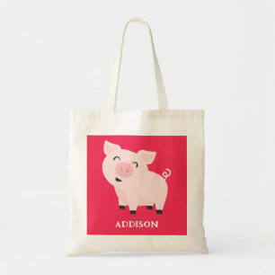 Adorable Pig Farm Animal Floral Personalised Tote Bag