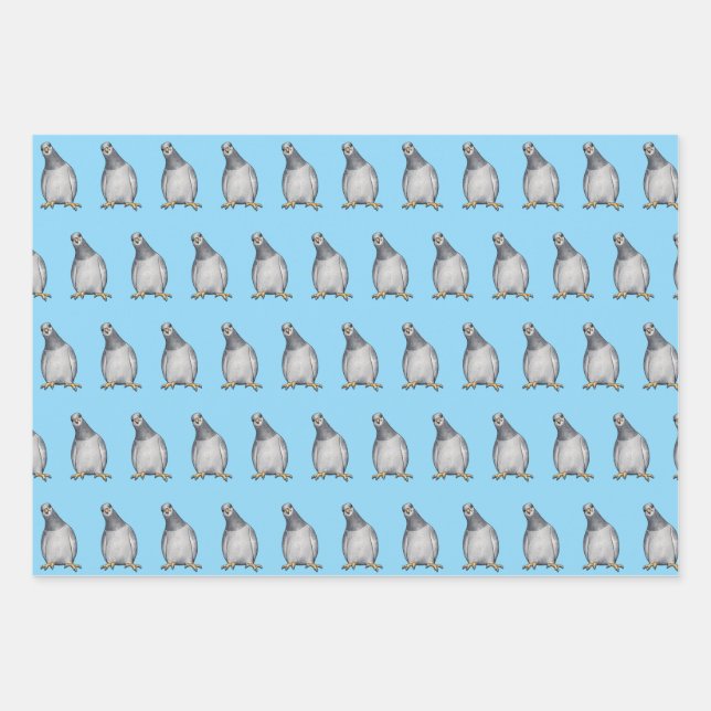 Adorable Pigeons Wrapping Paper Sheet (Front)