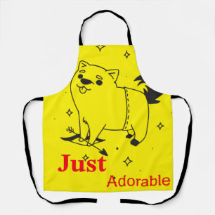 Adorable piggy drawing in black ink and red text apron
