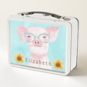 Adorable Pigle Add Your Own Name Metal Lunch Box