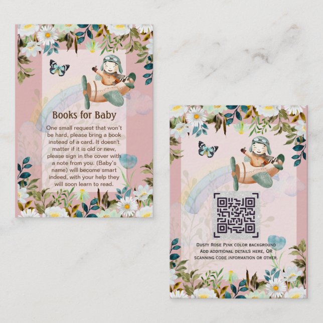 Adorable Pilot Baby Poem Book Request QR Code Card (Front/Back)