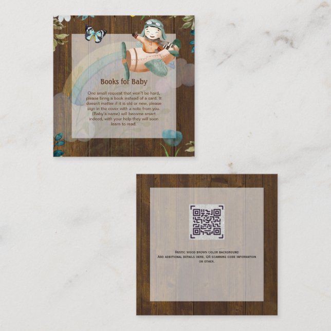 Adorable Pilot Baby Poem Book Request QR Code Card (Front/Back)