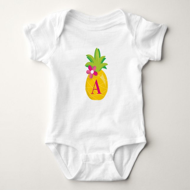 Adorable Pineapple Monogram Baby Bodysuit (Front)